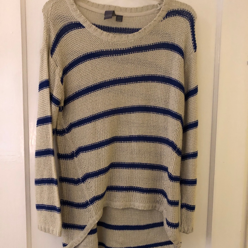 High low blue stripped sweater size M